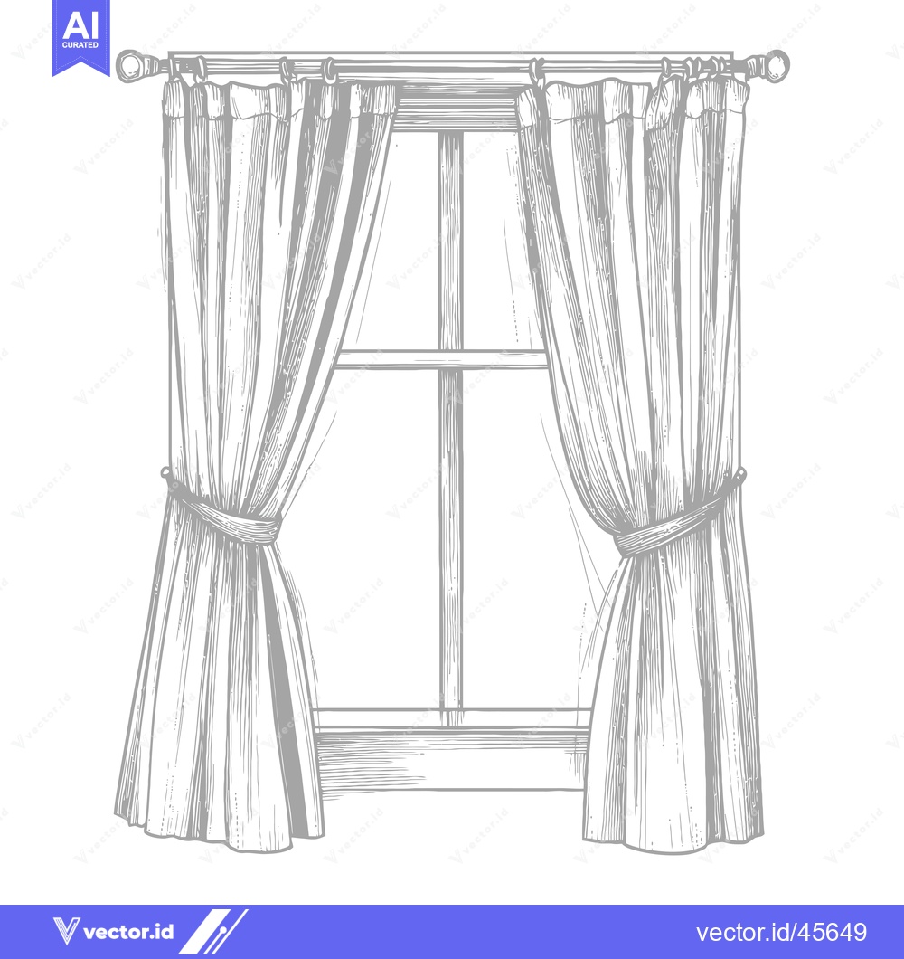 Premium Vector dari Hand-drawn illustration of a window with curtains