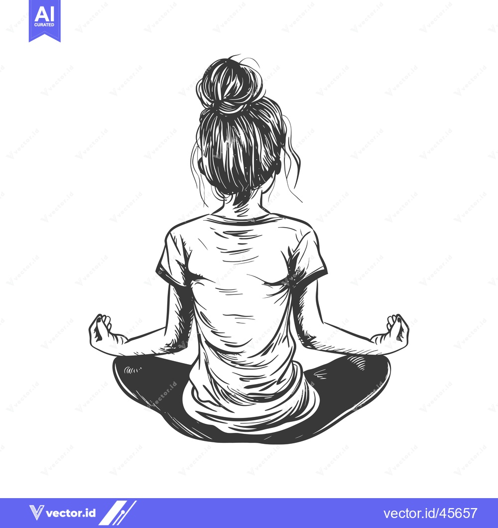 Premium Vector of Hand-drawn illustration of a woman sitting in a meditative pose