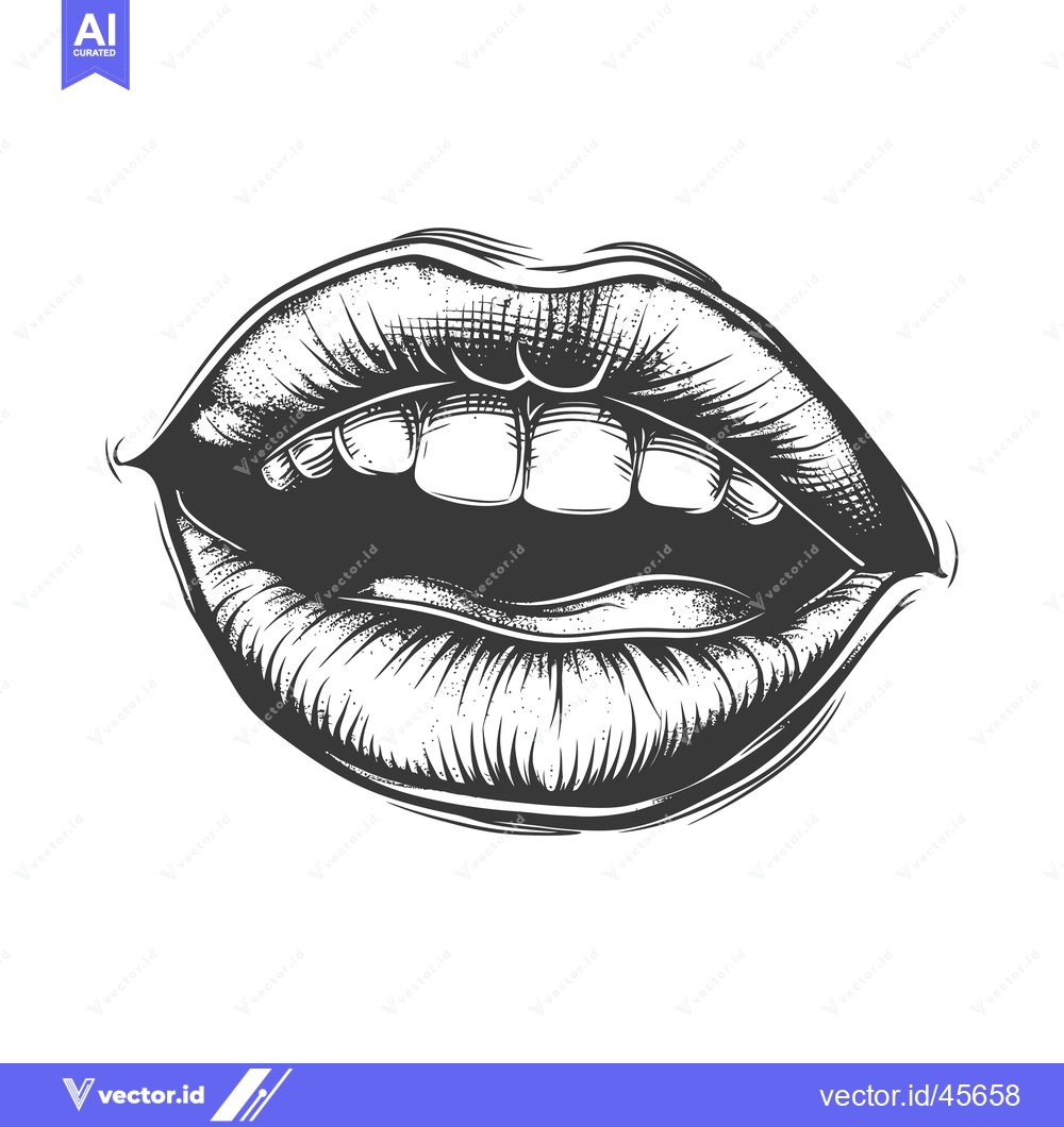 Premium Vector of Hand-drawn Illustration of a Woman's Open Mouth with Teeth and Lips
