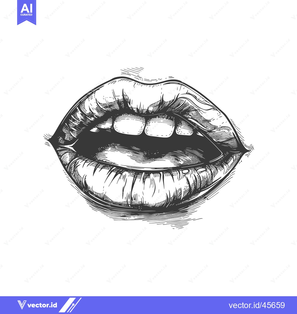 Premium Vector dari Hand-drawn illustration of a woman's open mouth with visible teeth