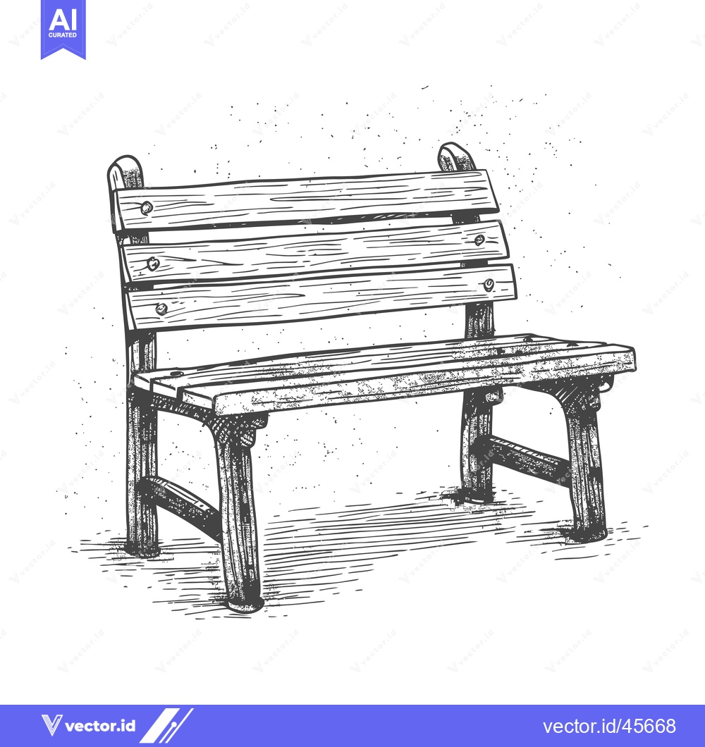 Premium Vector of Hand-Drawn Illustration of a Wooden Bench