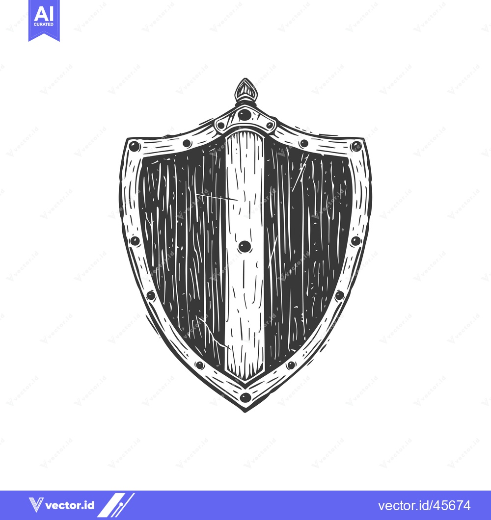 Premium Vector dari Hand-drawn illustration of a wooden shield with rivets