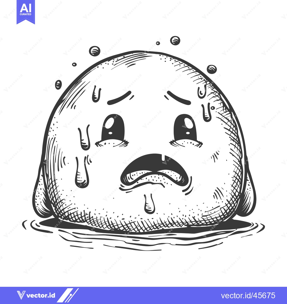 Premium Vector of Hand-Drawn Illustration of a  Worried Blob with Drool