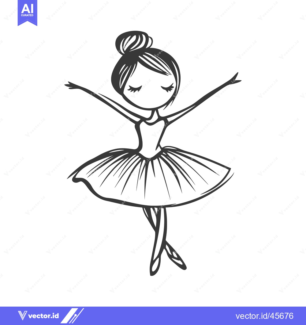 Premium Vector dari Hand-drawn Illustration of a Young Ballerina in a Tutu