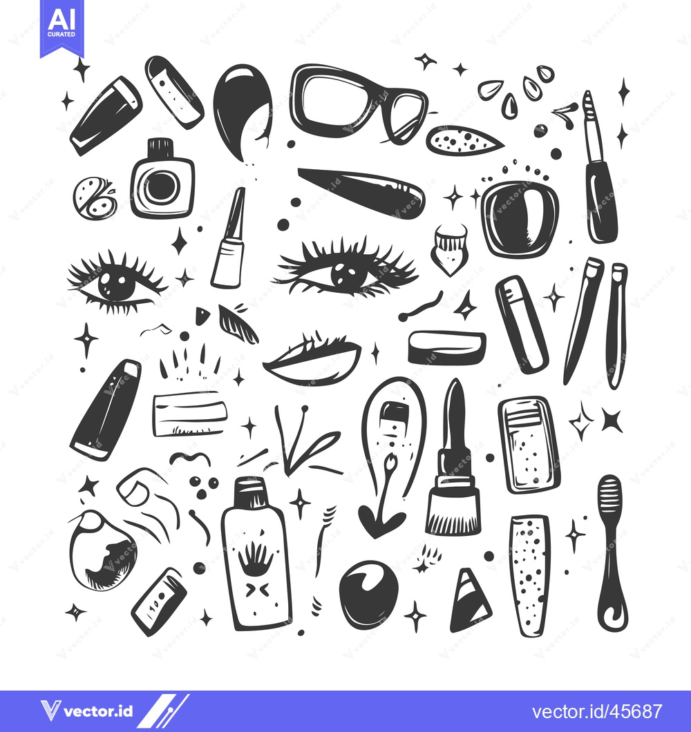 Premium Vector of Hand-drawn illustration of beauty and makeup products