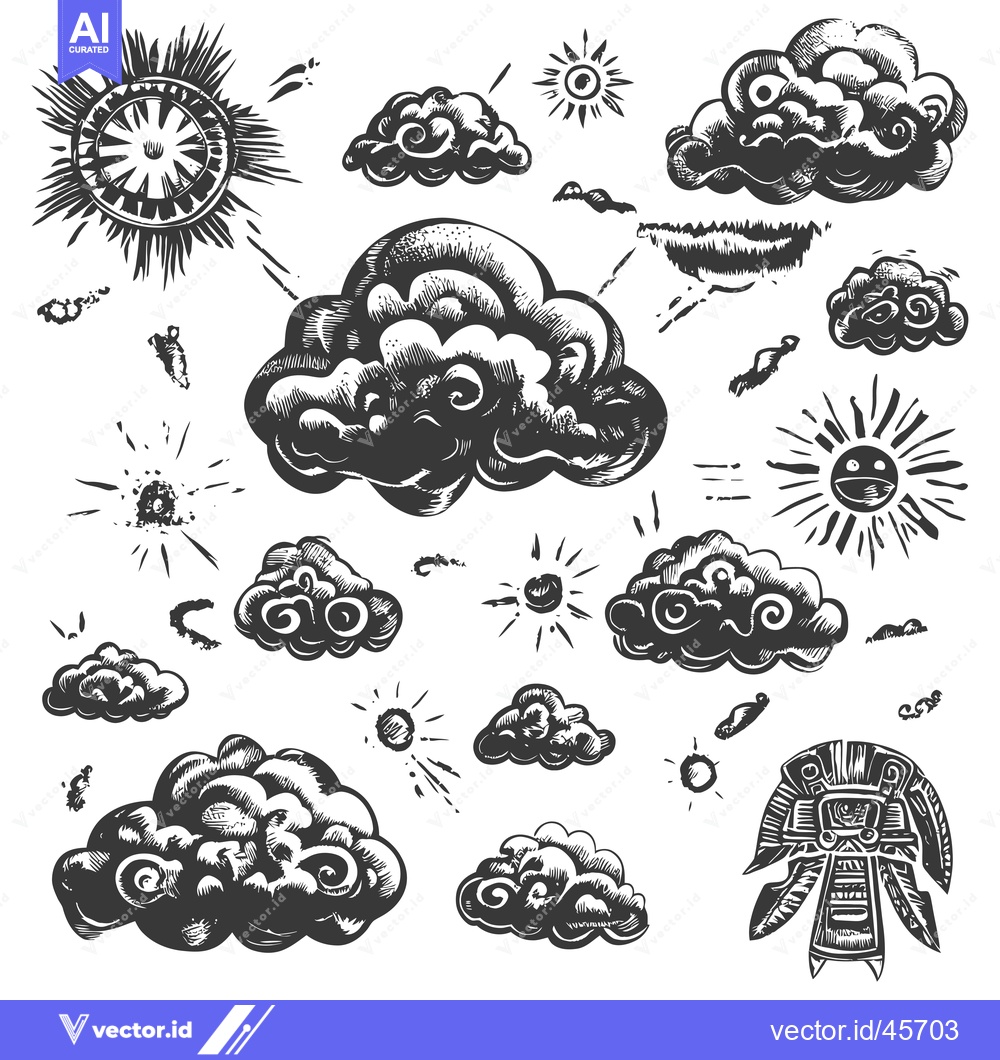 Premium Vector dari Hand-Drawn Illustration of Clouds and Suns