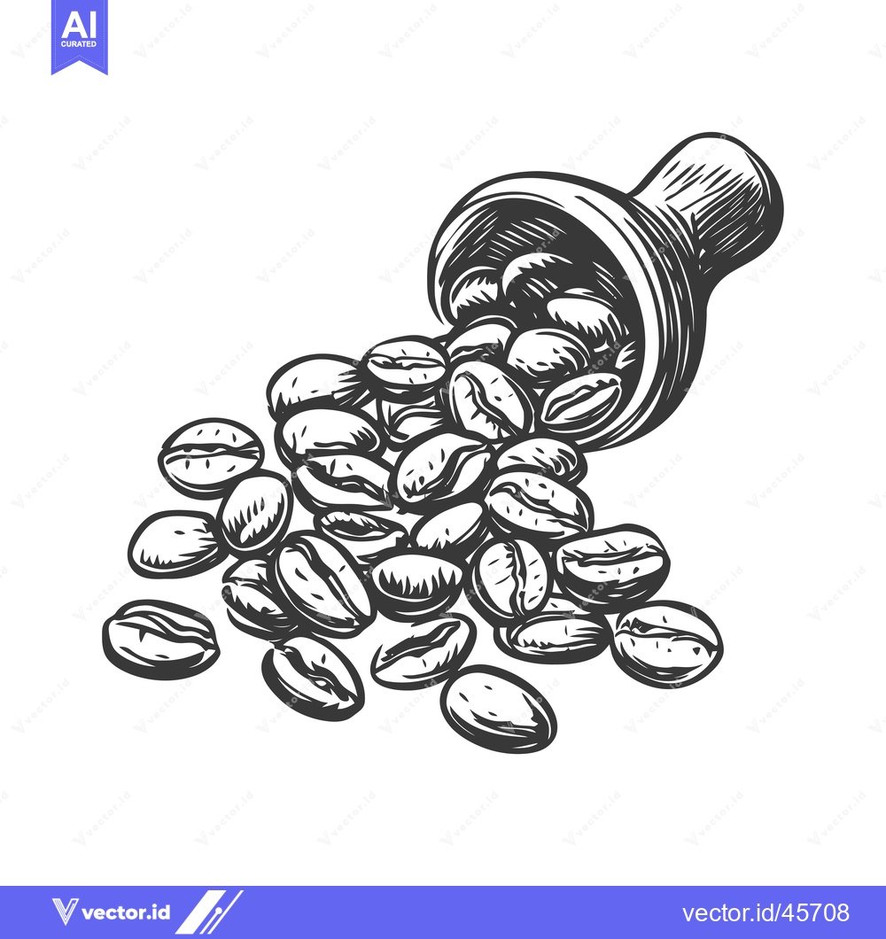 Premium Vector of Hand-Drawn Illustration of Coffee Beans Spilling from a Bag