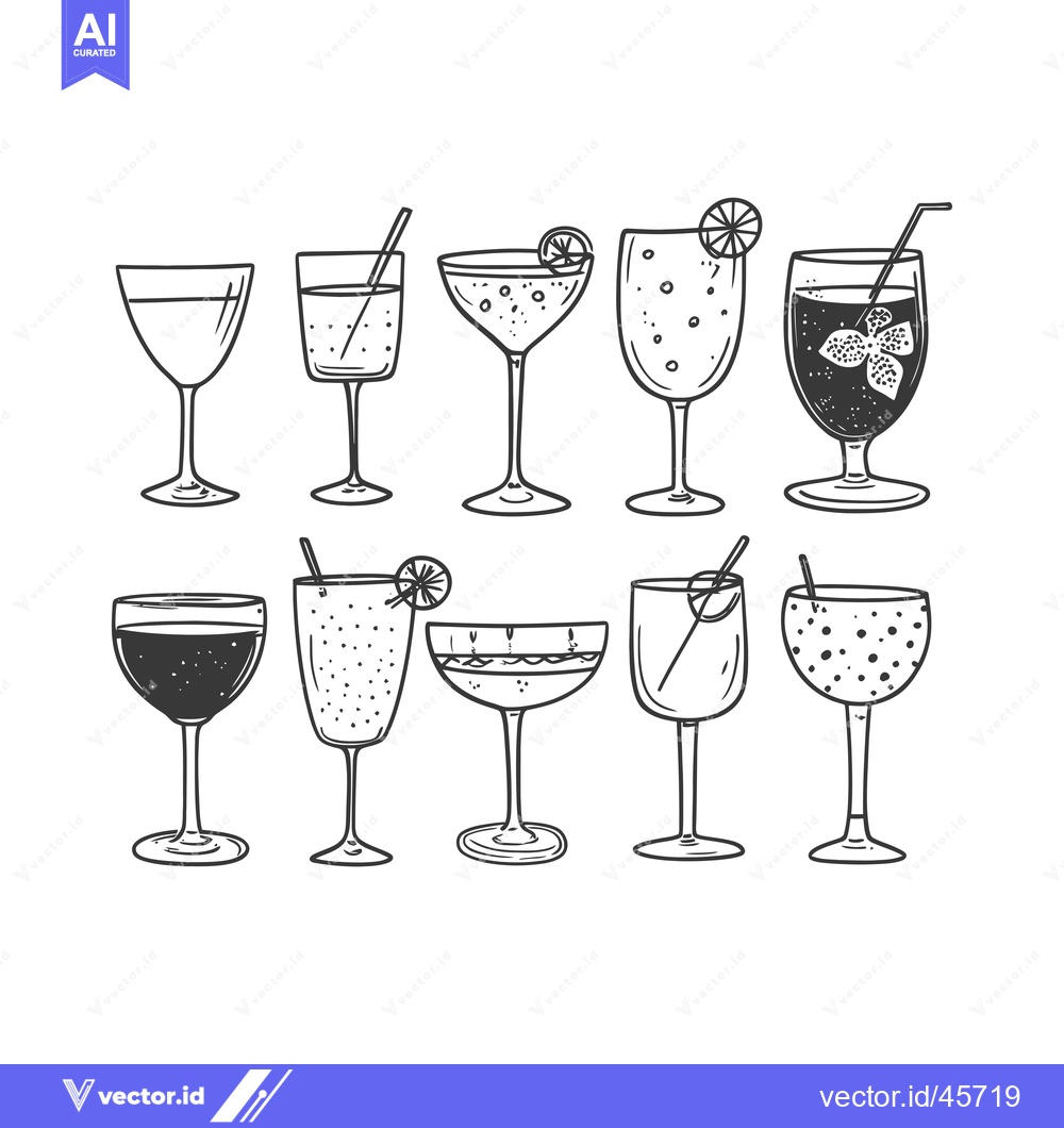 Premium Vector of Hand-drawn Illustration of Different Types of Wine Glasses