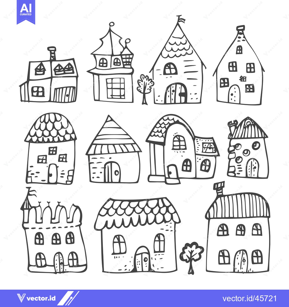 Premium Vector dari Hand-Drawn Illustration of Diverse Houses with Unique Features
