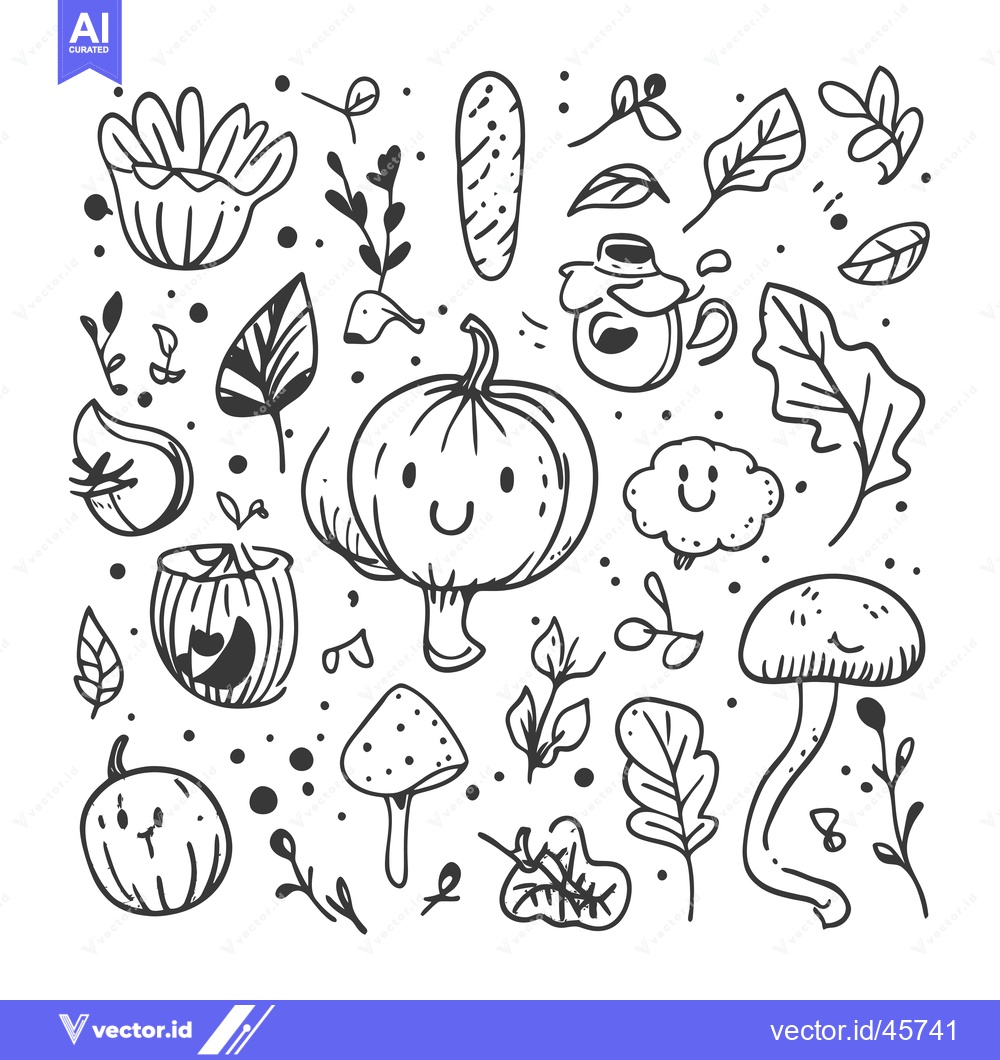 Premium Vector dari Hand-Drawn Illustration of Fall Harvest and Forest Elements