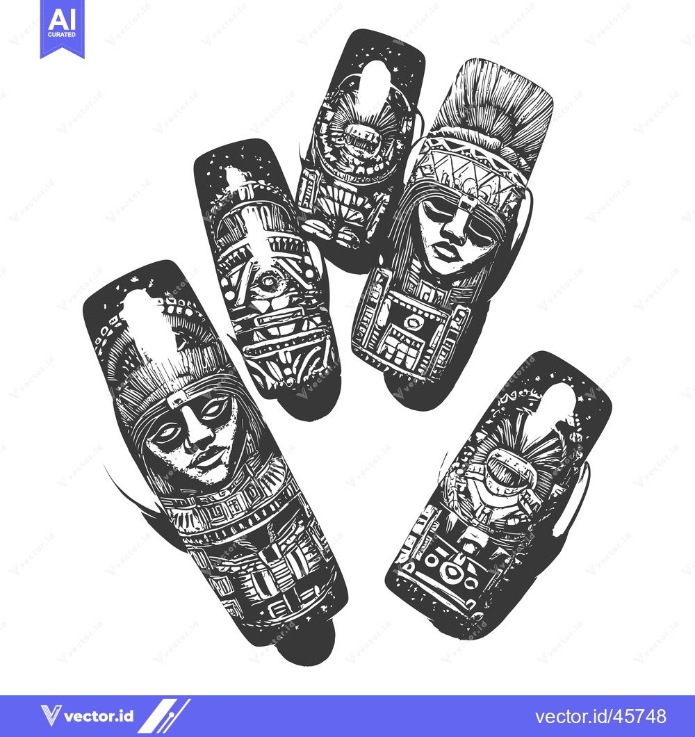 Premium Vector dari Hand-Drawn Illustration of Four Ancient Mayan Idols