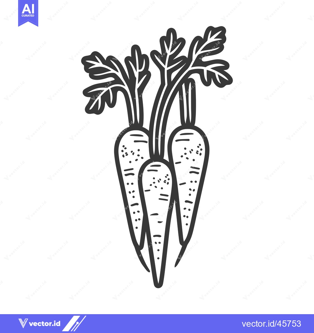 Premium Vector of Hand-Drawn Illustration of Four Carrots with Green Tops