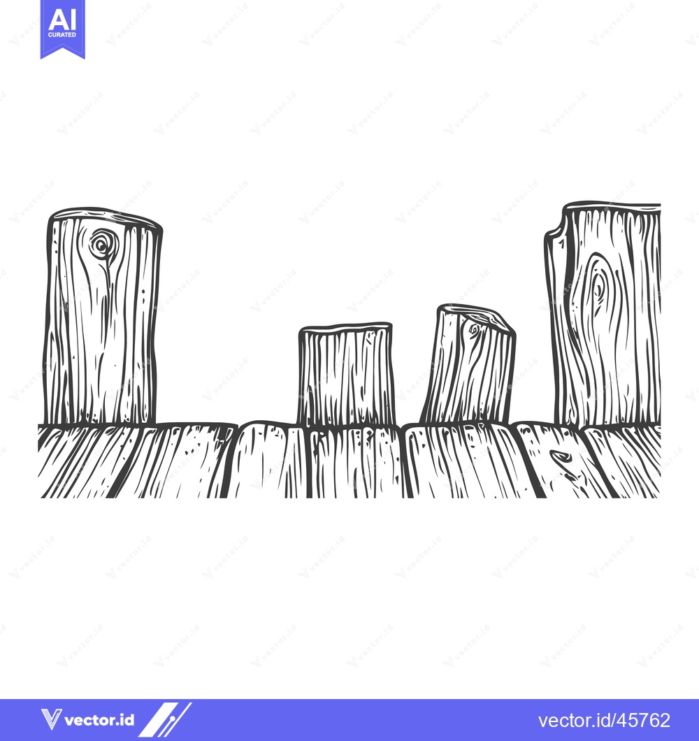 Premium Vector dari Hand-drawn Illustration of Four Wooden Logs on a Plank Floor