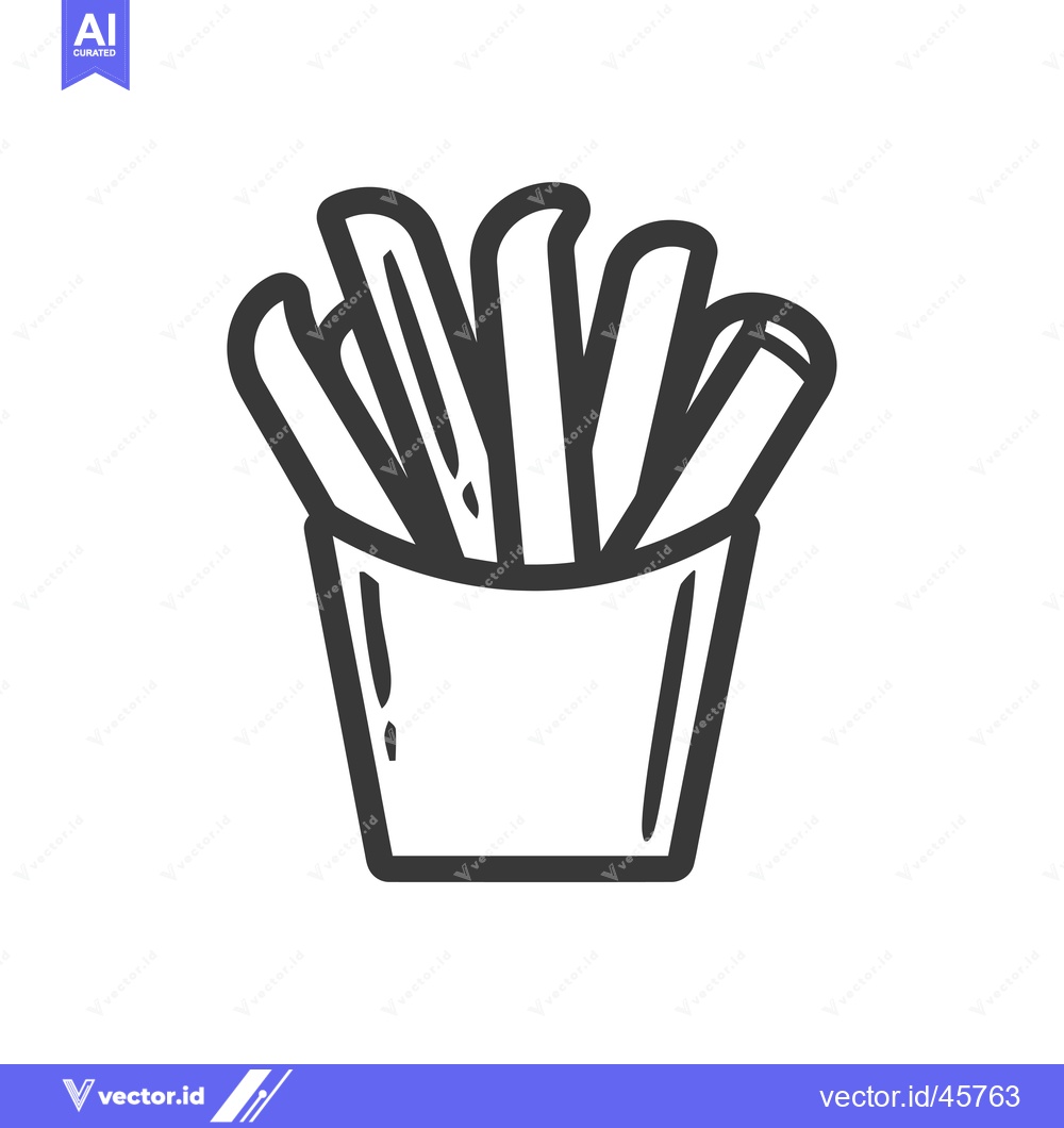 Premium Vector of Hand-drawn Illustration of French Fries in a Paper Container