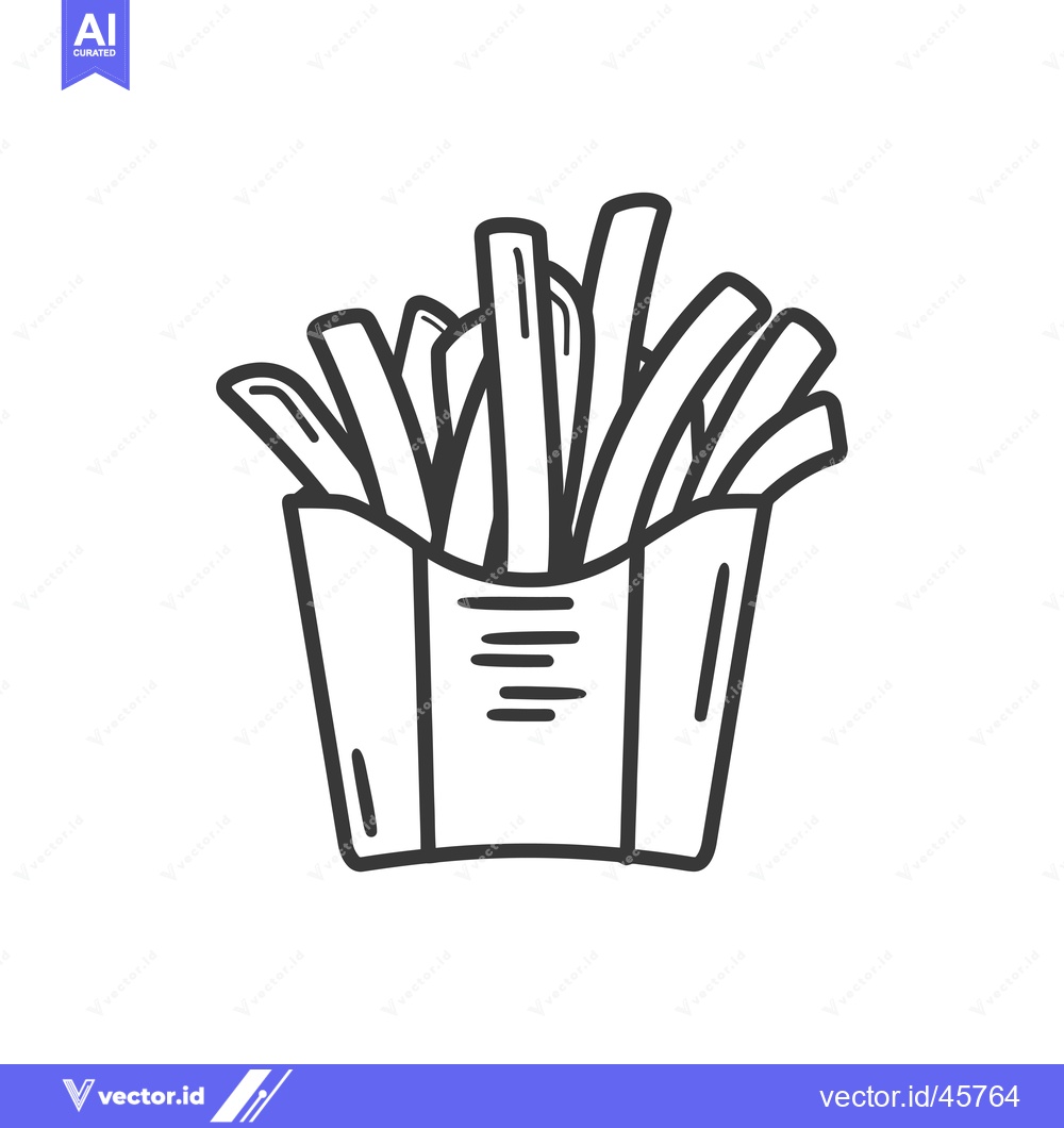 Premium Vector dari Hand-drawn illustration of french fries in a paper container