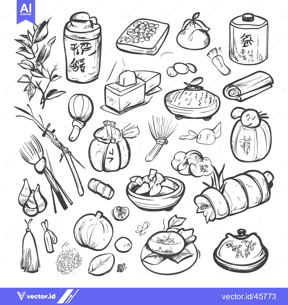 Premium Vector dari Hand-drawn Illustration of Japanese Tea Ceremony Objects