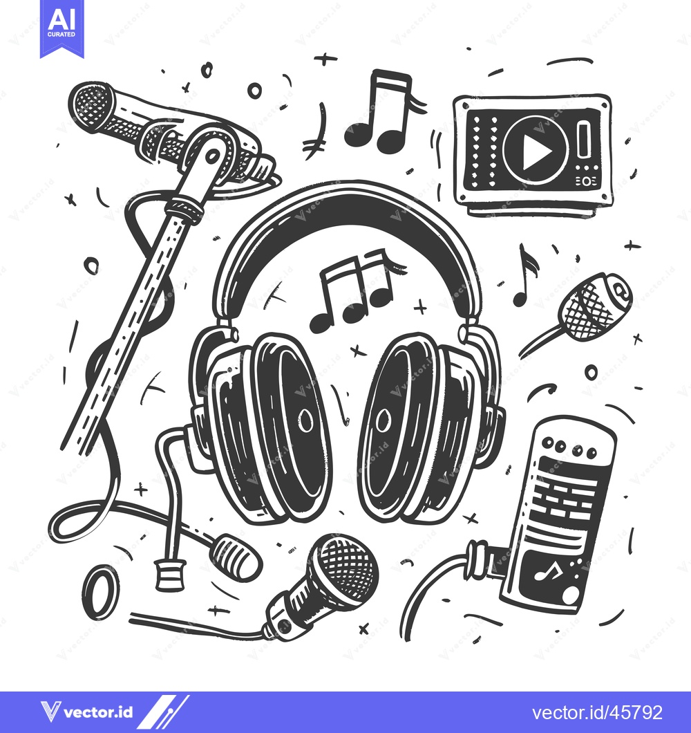 Premium Vector dari Hand-drawn illustration of music recording equipment