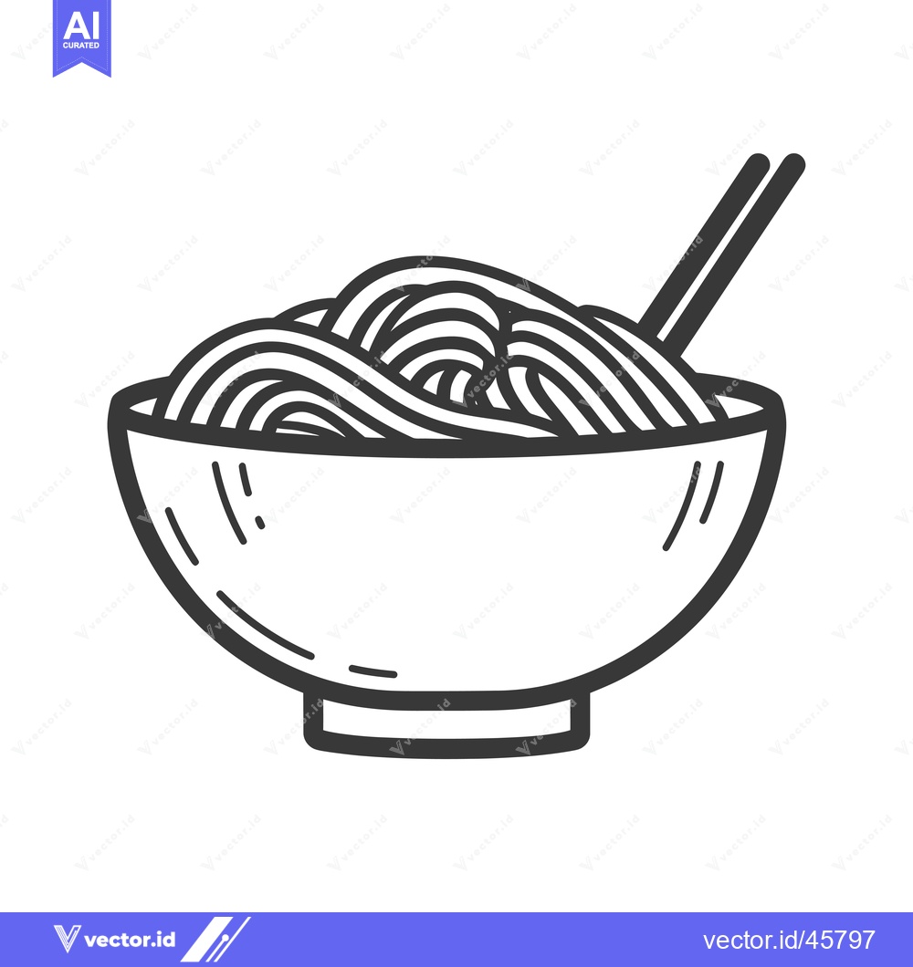 Premium Vector dari Hand-drawn illustration of noodles in a bowl with chopsticks