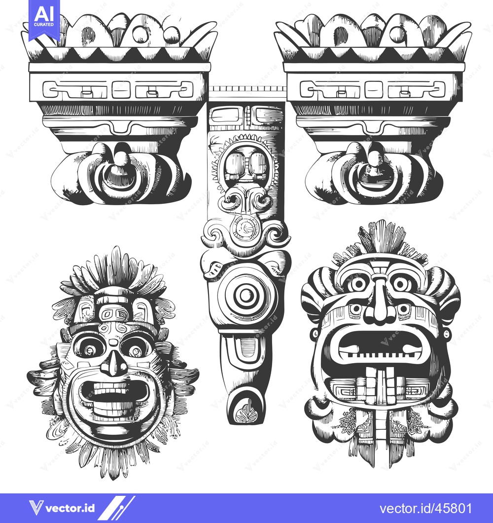 Premium Vector dari Hand-Drawn Illustration of Ornamental Architectural Elements with Maya