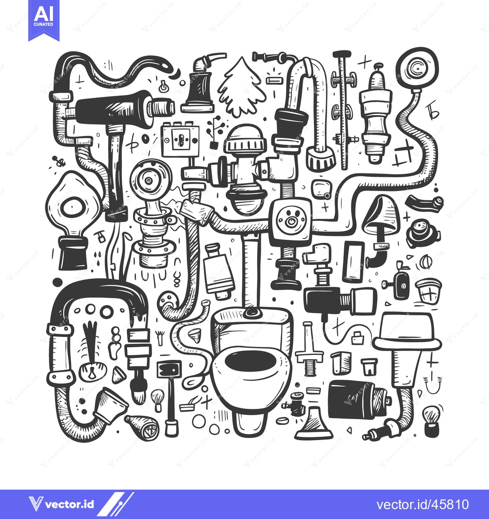 Premium Vector of Hand-Drawn Illustration of Plumbing and Bathroom Supplies