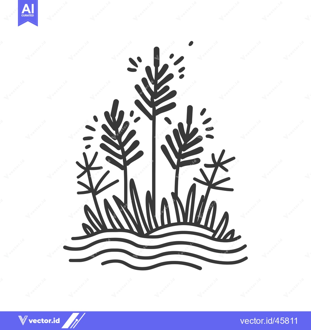Premium Vector dari Hand-drawn illustration of reeds growing out of the water