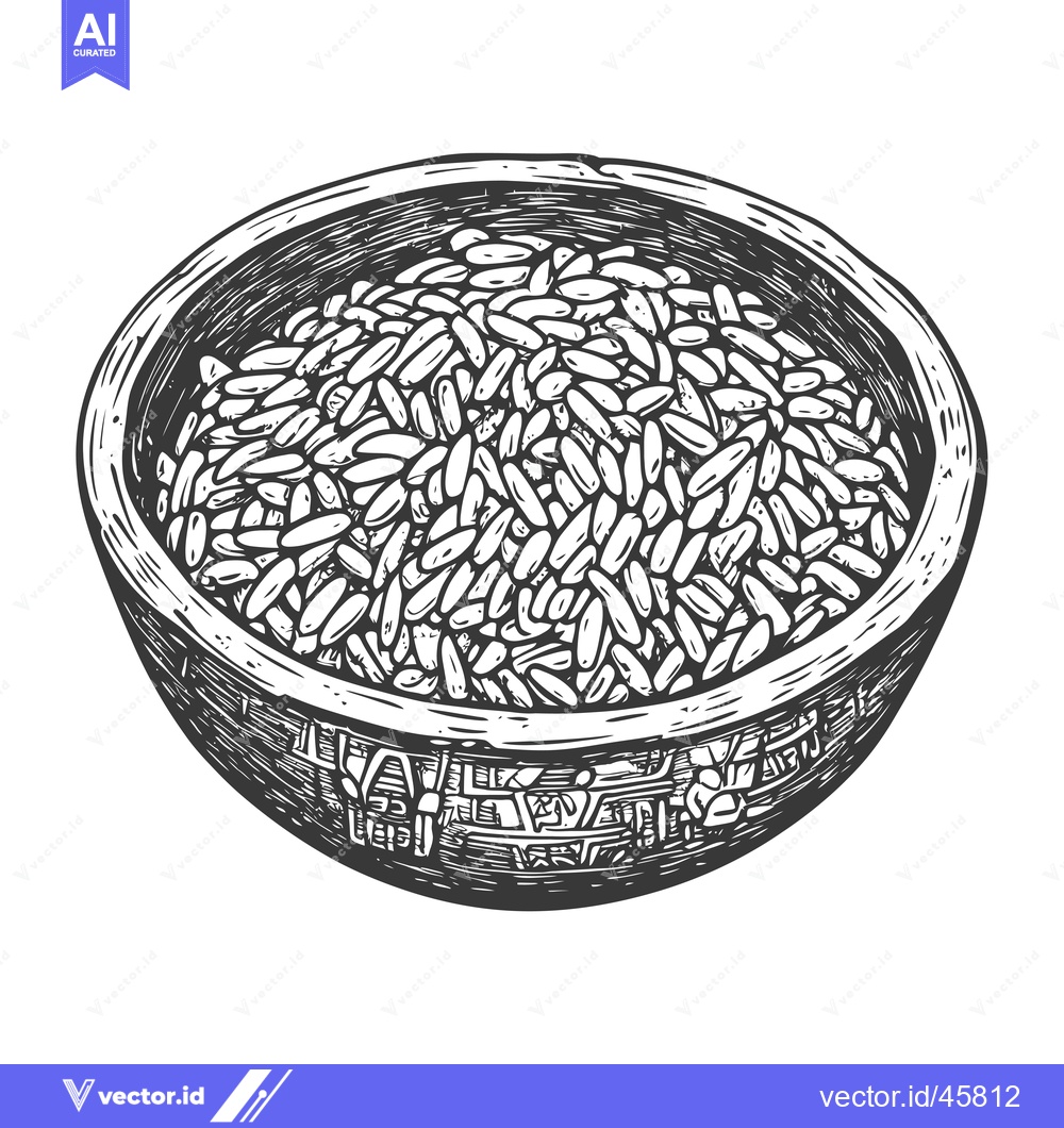 Premium Vector dari Hand-Drawn Illustration of Rice Grains in a Bowl