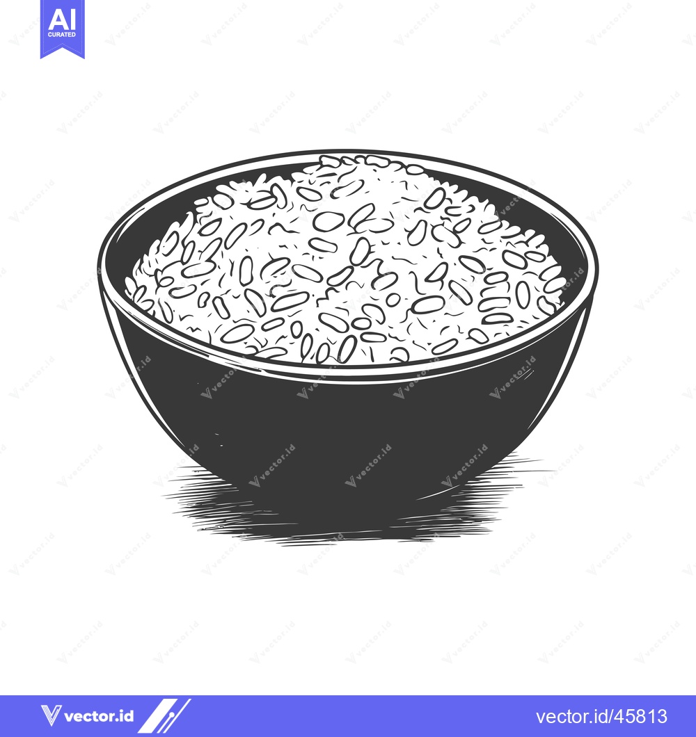 Premium Vector dari Hand-Drawn Illustration of Rice in a Bowl