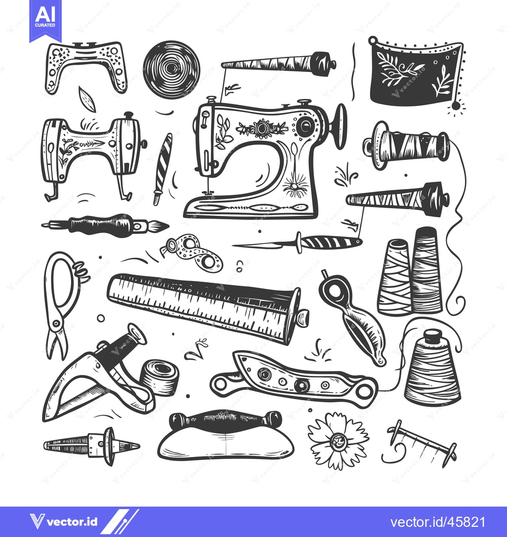 Premium Vector dari Hand Drawn Illustration of Sewing Supplies and Tools
