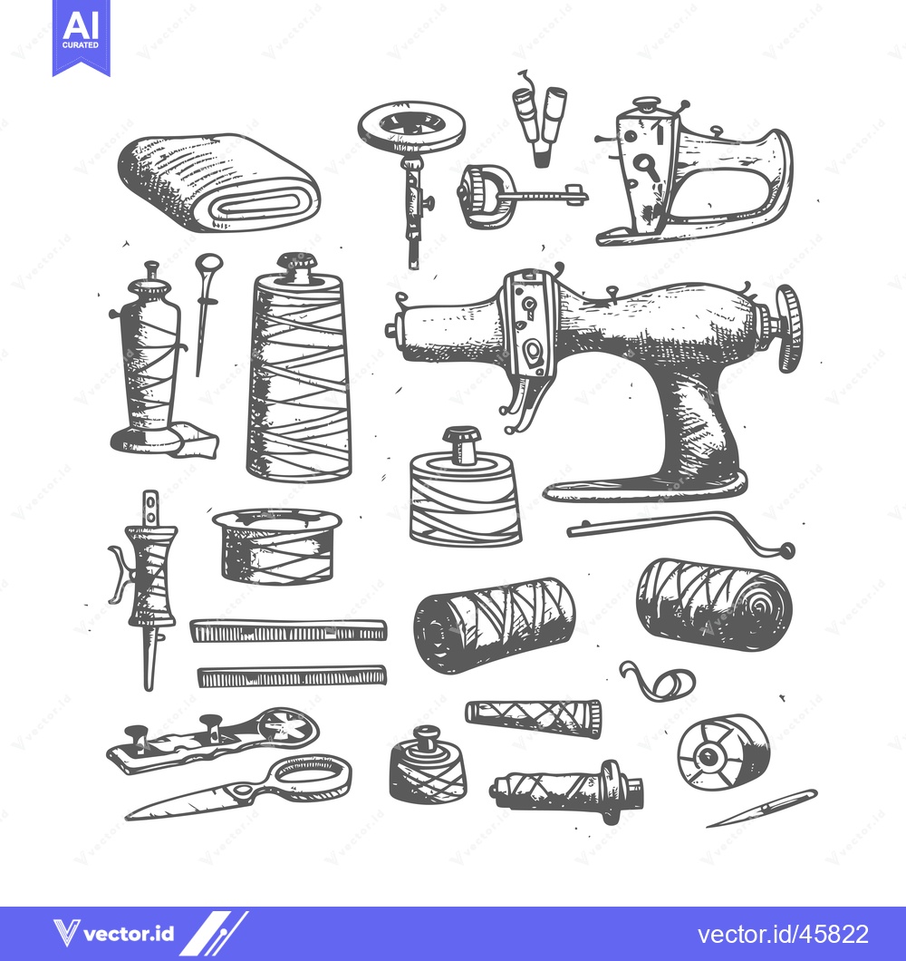 Premium Vector of Hand-drawn illustration of sewing tools and materials