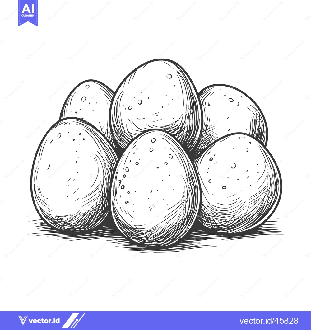 Premium Vector dari Hand-drawn Illustration of Six Eggs in a Stack