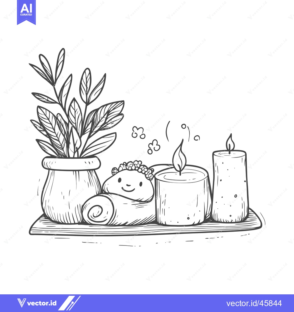 Premium Vector dari Hand-drawn illustration of spa elements on a wooden tray