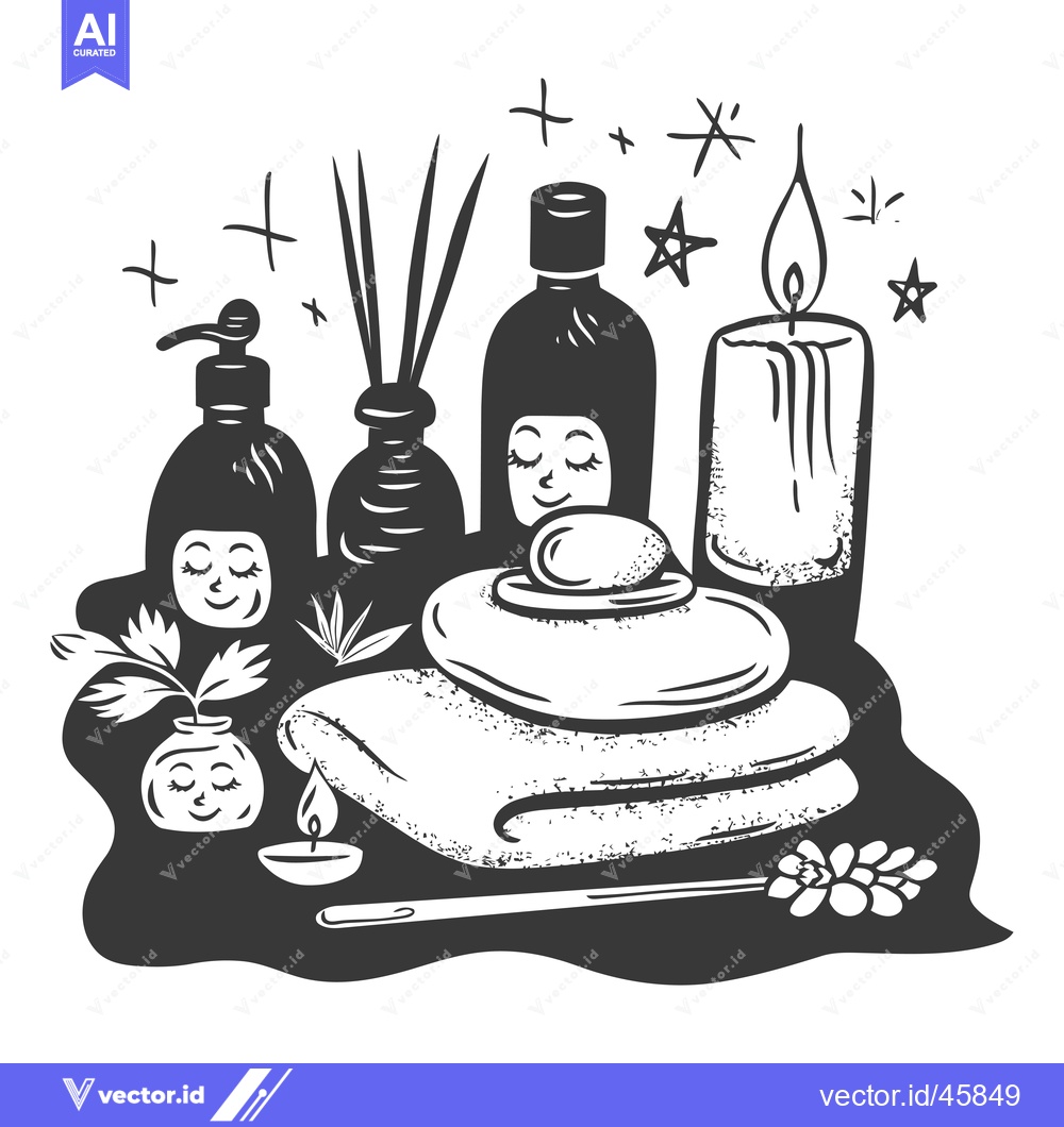Premium Vector dari Hand-Drawn Illustration of Spa Items with Facial Expressions