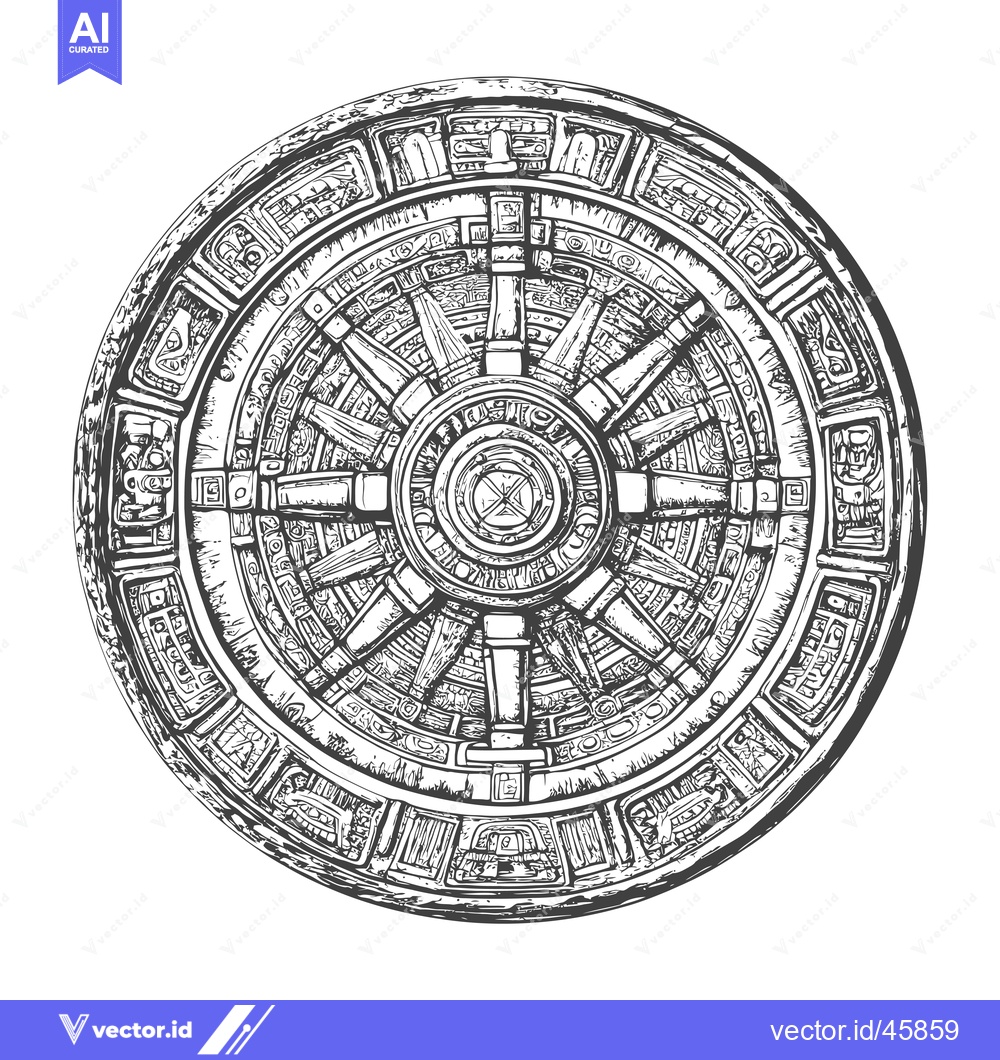 Premium Vector dari Hand-Drawn Illustration of the Aztec Calendar Stone