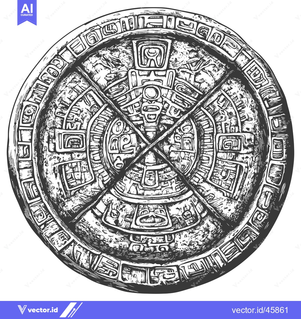 Premium Vector of Hand-Drawn Illustration of the Aztec Calendar Stone