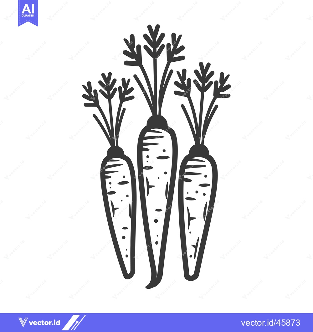 Premium Vector dari Hand-Drawn Illustration of Three Carrots with Greenery