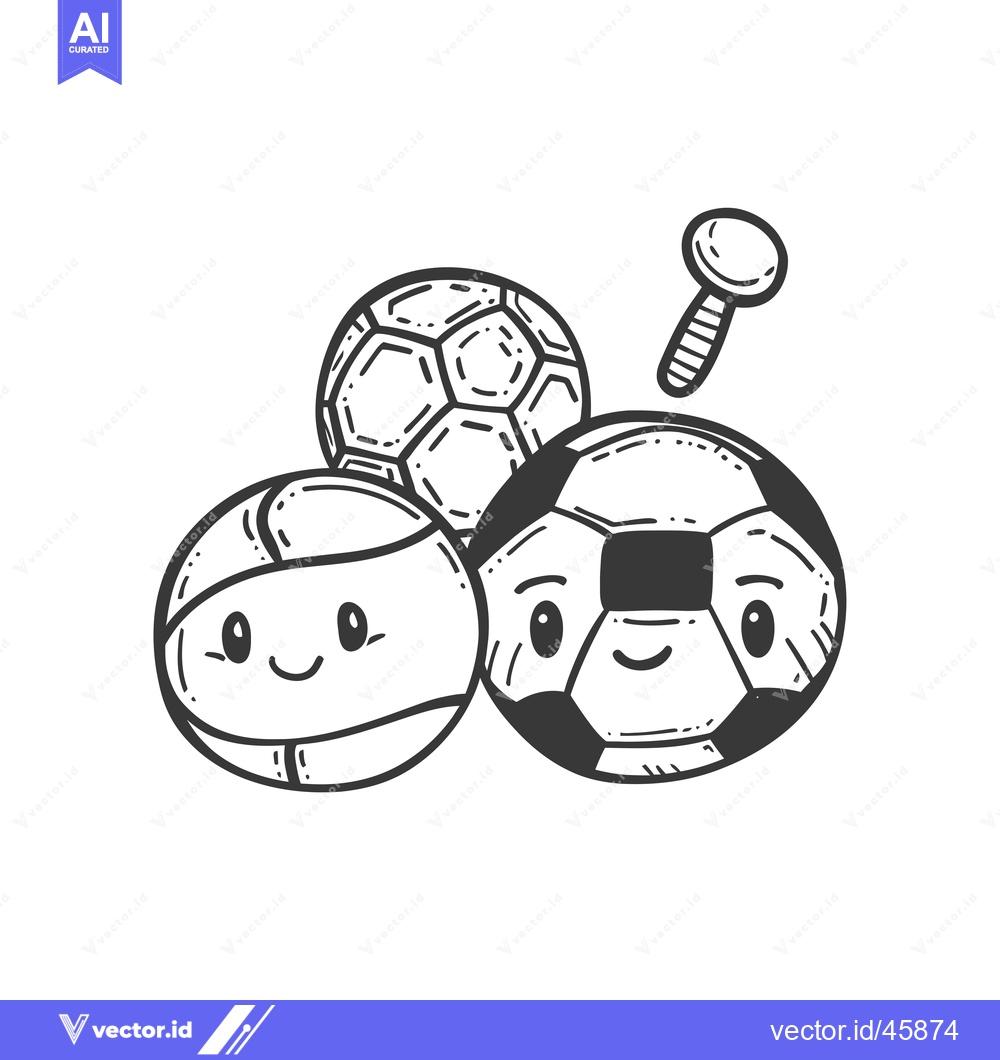 Premium Vector of Hand-drawn Illustration of Three Cartoon Balls with Faces