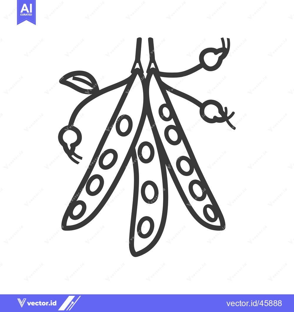 Premium Vector dari Hand-drawn Illustration of Three Pea Pods with Stems and Leaf