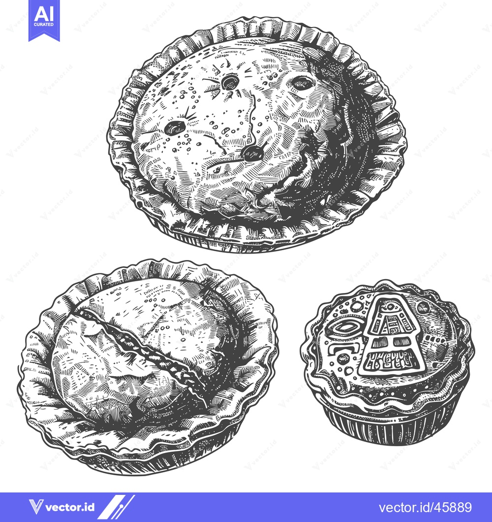 Premium Vector of Hand-Drawn Illustration of Three Pies in a Baking Dish