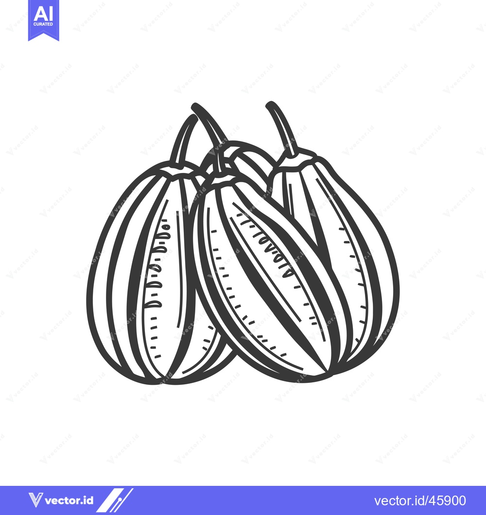 Premium Vector of Hand-drawn illustration of three striped gourds