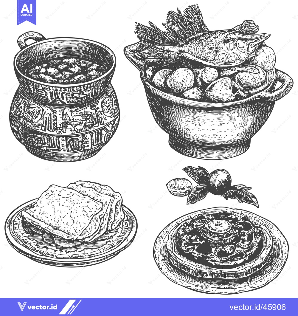 Premium Vector dari Hand-Drawn Illustration of Traditional Mayan Food