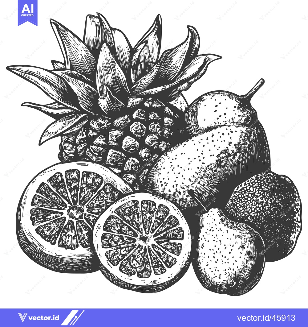 Premium Vector of Hand-drawn Illustration of Tropical Fruits