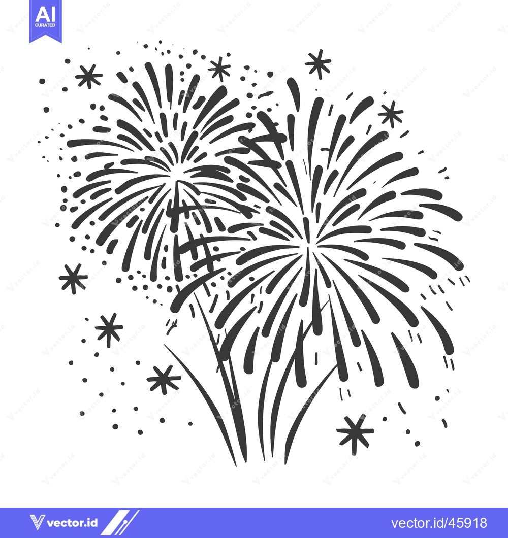 Premium Vector dari Hand-drawn Illustration of Two Black and White Fireworks
