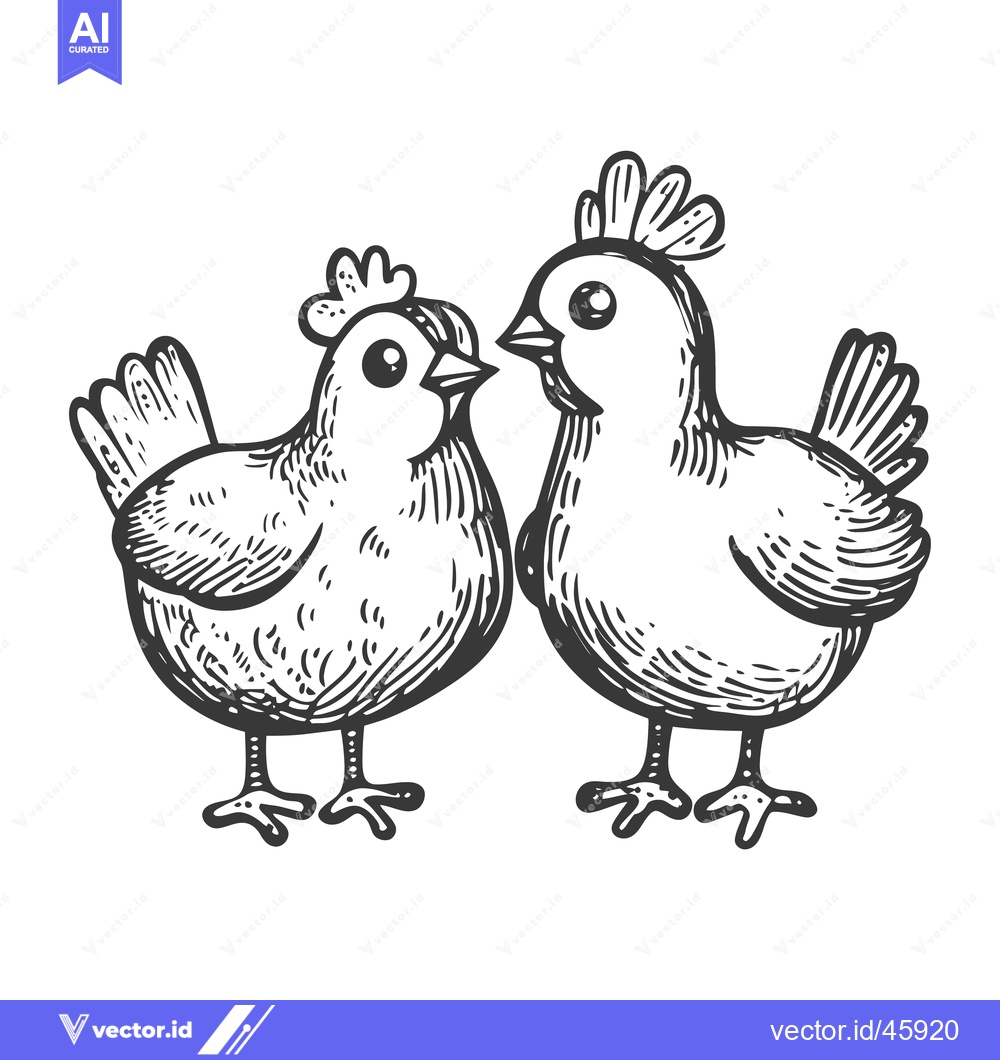 Premium Vector of Hand-drawn illustration of two chickens facing each other