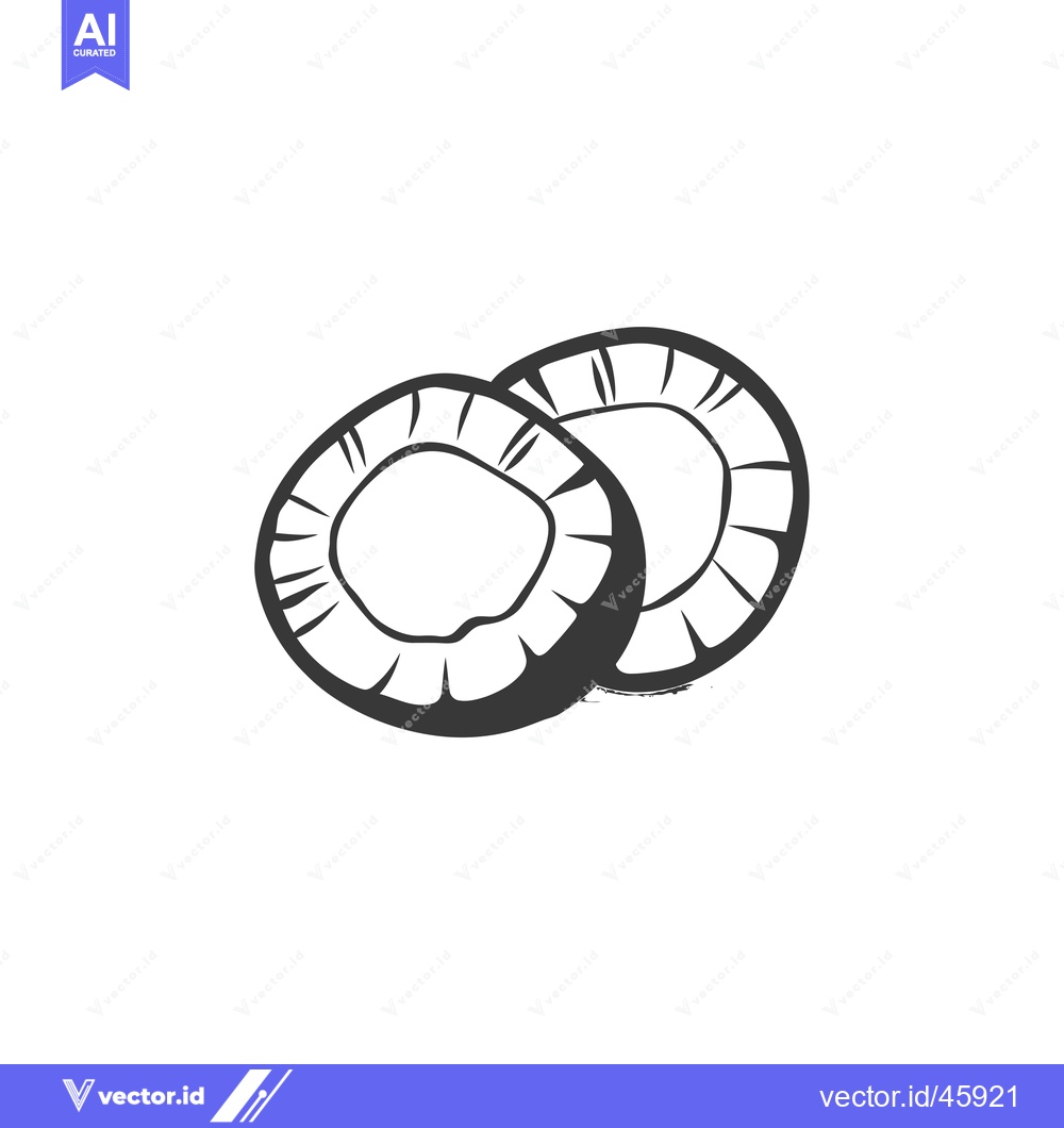 Premium Vector dari Hand-drawn Illustration of Two Coconut Halves