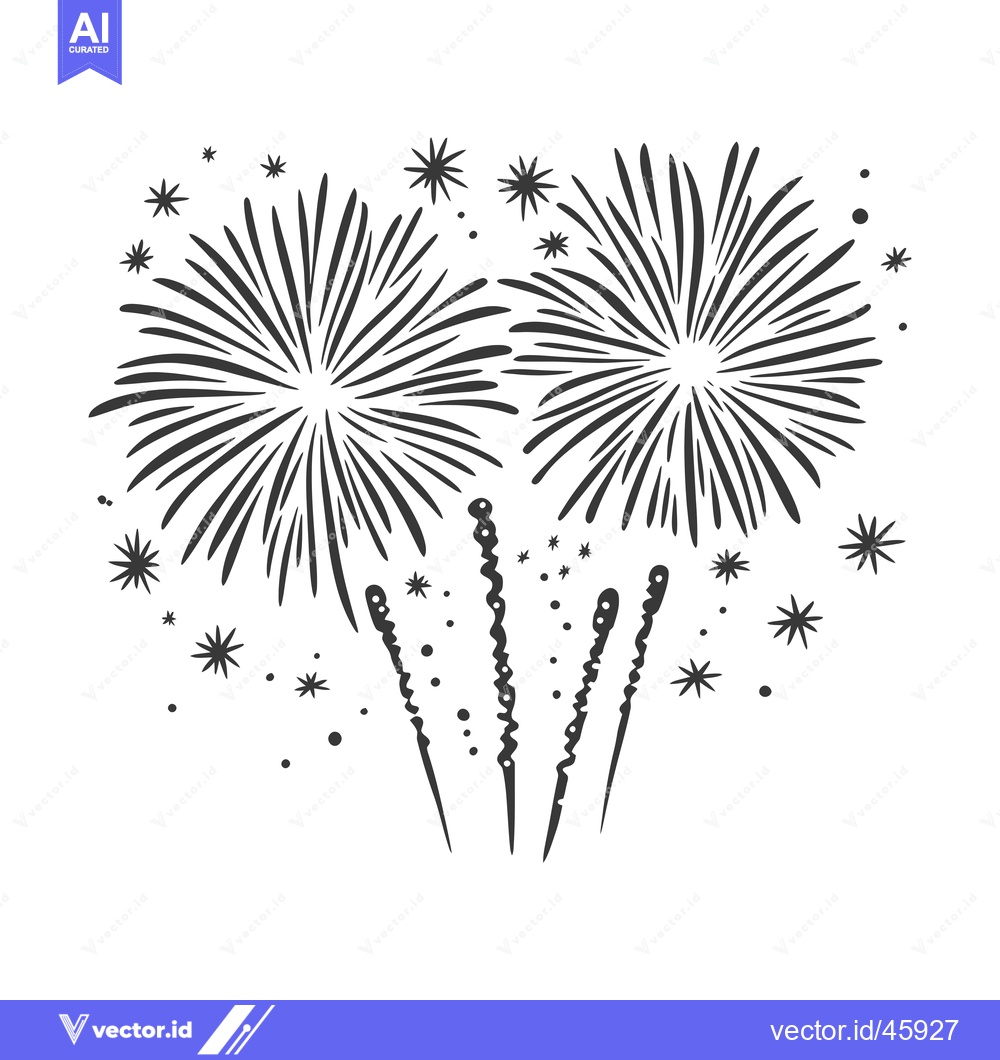 Premium Vector dari Hand-drawn illustration of two fireworks exploding in the night sky