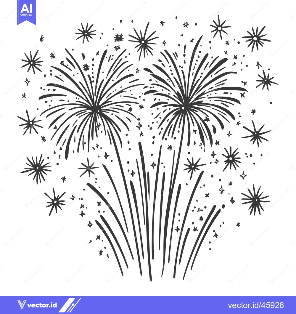 Premium Vector dari Hand-drawn illustration of two fireworks exploding in the night sky