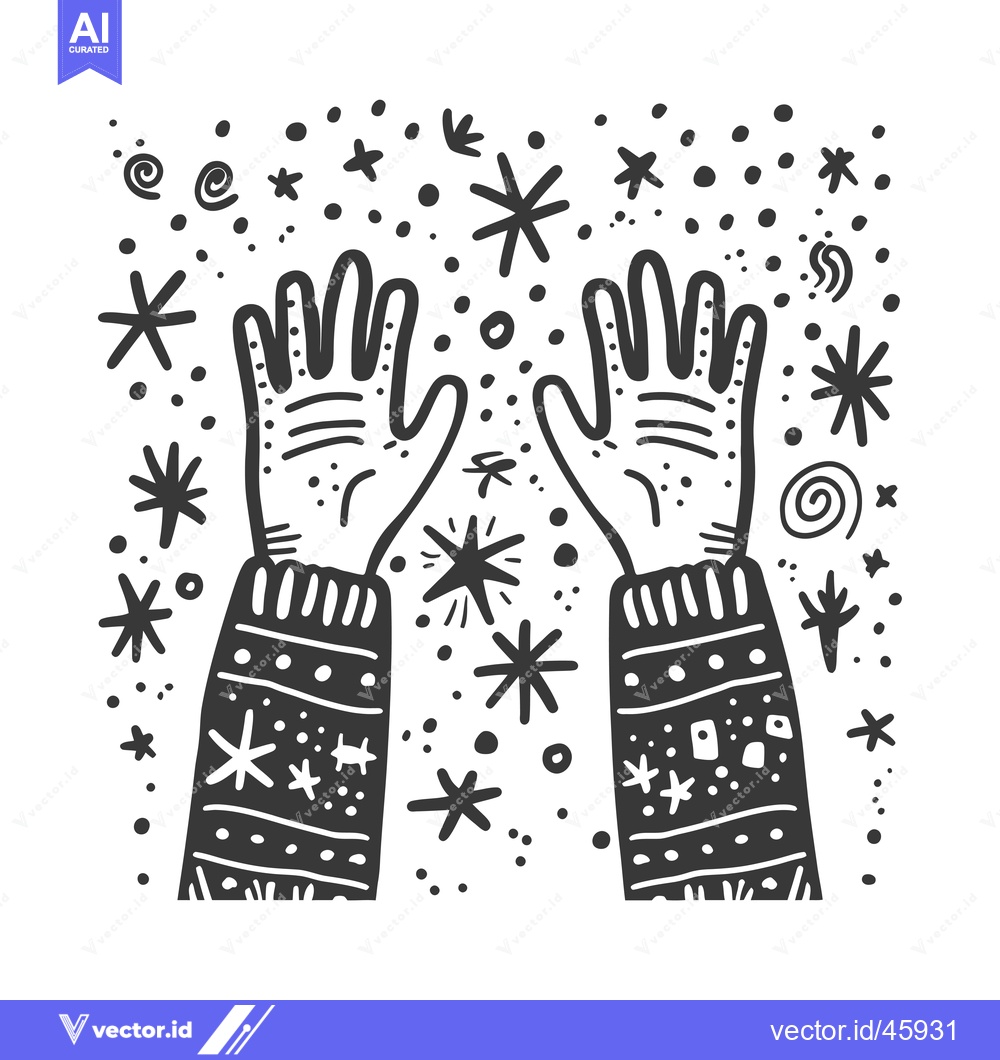 Premium Vector of Hand Drawn Illustration of Two Hands Reaching Up to Catch Falling Star