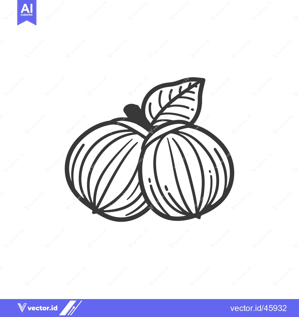 Premium Vector dari Hand-drawn Illustration of Two Hazelnut Nuts with a Leaf