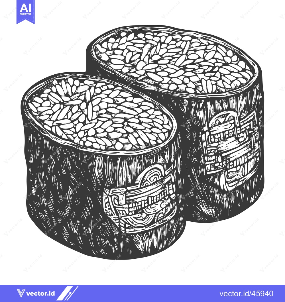 Premium Vector dari Hand-Drawn Illustration of Two Sushi Rolls Filled with Rice