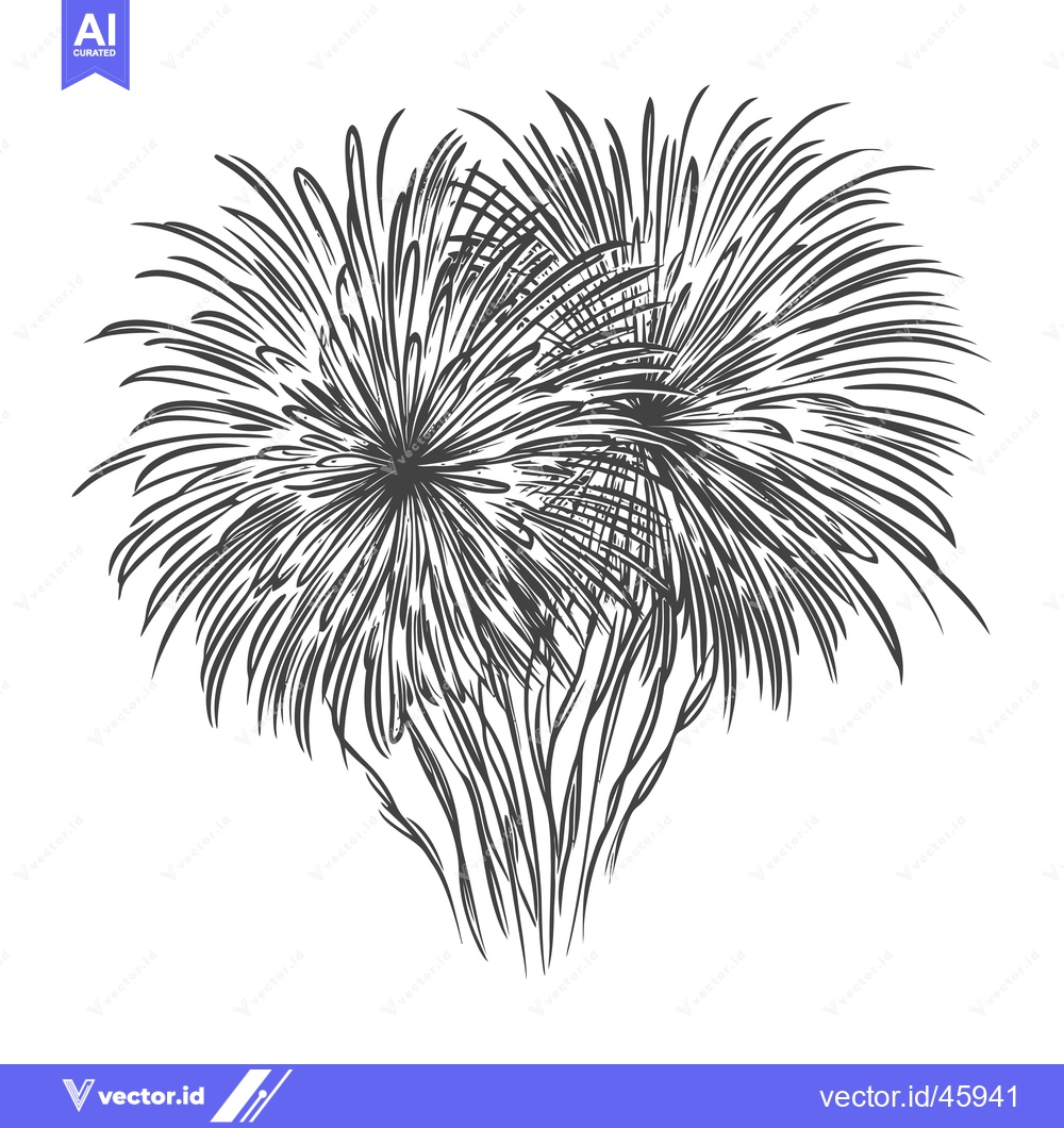 Premium Vector dari Hand-drawn Illustration of Two Tall Grass Plants with Spiky Leaves